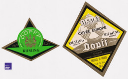 LOT DE 2 JAMAIS COLLEE 1980s étiquette Riesling Dopff Cuvée Europe Moulin Riquewihr Vin D' Alsace A54-14 - Riesling
