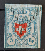 Suisse 1850 N°14a Bleu Clair Ob TB  Cote 600€ - 1843-1852 Kantonalmarken Und Bundesmarken