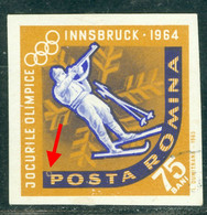 1963 Biathlon,Innsbruck Winter Olympics,Romania,Mi.2208,"Sun Eclipse" Error,VFU/1 - Plaatfouten En Curiosa