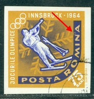 1963 Biathlon,Innsbruck Winter Olympics,Romania,Mi.2208,"Sun Eclipse" Error,VFU/2 - Abarten Und Kuriositäten