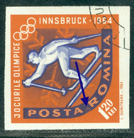 1963 Cross-country Skiing,Innsbruck Winter Olympics,Romania,Mi.2210,"Sun Eclipse" Error,VFU/1 - Plaatfouten En Curiosa