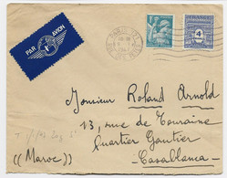 ARTC TRIOMPHE 4FR+ 1FR IRIS LETTRE AVION PARIS 121 9.1.1947 POUR LE MAROC AU TARIF - 1944-45 Arco Del Triunfo