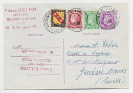 MAZELIN ENTIER 1FR50 CP +1FR+2FR +50C BLASON AVIGNON 1948 POUR SUISSE AU TARIF - 1945-47 Ceres (Mazelin)