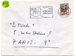 DEUX SEVRES - Dépt N° 79 = THOUARS 1966 = FLAMME Non Codée =  SECAP Multiple ' PENSEZ + CODIFIEZ' = Pensée N° 1 + COQ - Código Postal