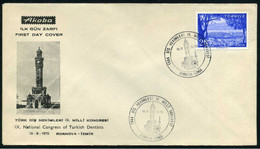 Turkey 1970 Turkish Dentists, National Congress | Izmir Clock Tower | Special Cover, Bornova-Izmir, Sept. 19 - Storia Postale