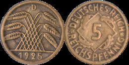 Allemagne - 5 Reichspfennig - 1925 - Munich (D) - B247 - 5 Rentenpfennig & 5 Reichspfennig