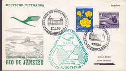 Luxembourg LUFTHANSA Wiederaufnahme Flugverkehrs Mit Südamerika LUXEMBOURG - RIO DE JANEIRO 1956 Cover Lettre Brief - Brieven En Documenten