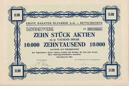 Germany WWII Serbia Banat 1944 Betscherek Zrenjanin Oil Factory Share Certificates Complete Rare Ja.3 - Agriculture