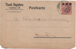 Heimatbeleg, Ganzsache, Theod, Hagedorn, Station Der Ruhr-Lippe-Kleinbahn, Poststempel Lippborg Auf DR 155 Geprüft, 1922 - Cartas