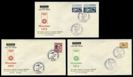 Turkey 1972 The Torch Of Munich Olympic Games, 3 Covers Set | Special Cover, Aug. 6-8-9 - Storia Postale