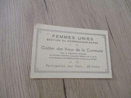Carte Femmes Unies Section Du Perreux Sur Marne Goûter - Historische Dokumente