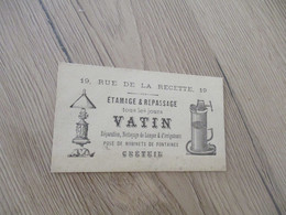 Carte De Visite Pub Publicité Surement Fin XIX ème Créteil Vatin étamage Repassage Nettoyage De Lampes - Advertising