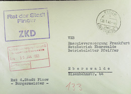 Fern-Brief Mit ZKD-Kastenstempel "Rat Der Stadt Finow" Vom 29.1.63 Nach EV Frankfurt/O.-Netzbetrieb Eberswalde - Lettres & Documents