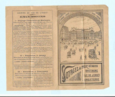 Dépliant Publicitaire Chemins De Fer De L'Ouest Et De Brighton 1905 Bretagne Jersey Angleterre - Europa