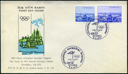 Turkey 1972 The Torch Of Munich Olympic Games | Special Cover, Istanbul, Aug. 8 - Briefe U. Dokumente