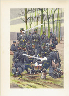 CHASSEURS A PIED FEU DE CAMP DESSIN AQUARELLE ET GOUACHE DE PIERRE ALBERT LEROUX - Uniformes