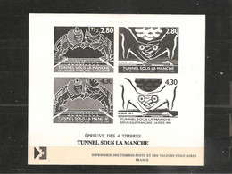 FRANCE ANNÉE 1994 Inauguration Du Tunnel Sous La Manche Epreuve Des 4 Timbres - Neufs