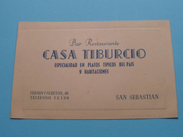 Bar Restaurante CASA TIBURCIO > Fermin Calbeton 40 > SAN SEBASTIAN ( Voir Photos / Imp. M. Rico ) Espana ! - Visiting Cards