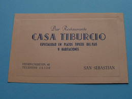 Bar Restaurante CASA TIBURCIO > Fermin Calbeton 40 > SAN SEBASTIAN ( Voir Photos / Imp. M. Rico ) Espana ! - Visitenkarten