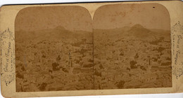 PHOTO STEREO-GRECE- PANORAMA D' ATHENES VERS 1880 DIM 18X9 CM - Stereoscopic
