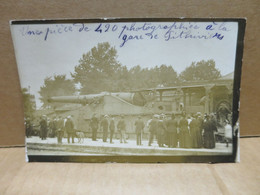PITHIVIERS (45) Carte Photo Guerre 1914-18 Gare Artillerie Sur Voie Ferrée Gros Plan 1916 - Pithiviers