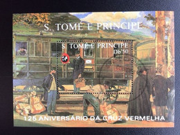 SAO TOME E PRINCIPE 1988 125 ANN. RED CROSS TRAIN USED MI BL 183 RODE KRUIS TREIN - Sao Tome Et Principe