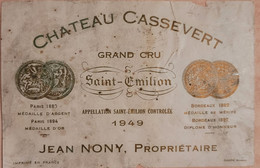 Château Cassevert 1949 - Saint Emilion Grand Cru - Bordeaux