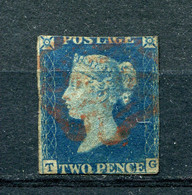 Great Britain 1840 Used Imperf 2nd Stamp 2p Blue TG Cut To Frame Malt Cross Orange 12240 - Usati