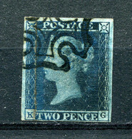 Great Britain 1841 Used Imperf Repaired (Attached Left Side) 2p 4 Margins MC Black 12241 - Usados