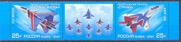 2021. Russia, Airobatic Demonstration Teams Of The Russian Air Force, 2v + Label,  Mint/** - Unused Stamps