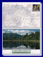 1996 New Zealand Postcard Lake Matheson Posted Rotorua To England - Brieven En Documenten
