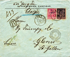 Rare Lettre Recommandée Oblitérée Au Bureau Français à Zanzibar 1895 (2 Connues) - Briefe U. Dokumente