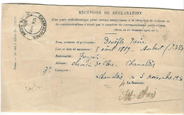 Récépissé Déclaration Poste Radioélectrique Privé (11 1935 1936 ? ) CHAMALIERES Puy De Dôme - Unclassified