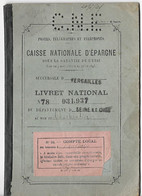 LIVRET CAISSE Nationale D'EPARGNE - Versailles 1937 - Bureau Local Vaujours - Seine Et Oise - Charpentier - Non Classés