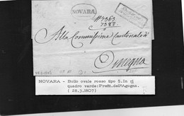 CG8 - Regno D'Italia Prefetto Dell'Agogna-Lett.da Novara X Omegna 28/2/1807-Ann. Di Novara Ovale Rosso+Bollo Prefettura - 1. ...-1850 Prefilatelia