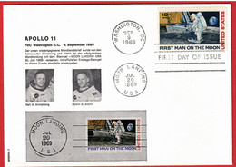 Premier Homme Sur La Lune/ Amstrong, FDC 20.7.69 & 9.9.69 - North  America