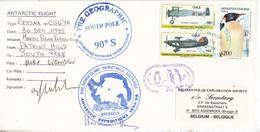 Antarctic Flight 30 DEC 1995 Cover Asteria Brussels 2 Signatures Ca Base Eduaro Frei 9 MAR 1996(AB235C) - Vuelos Polares