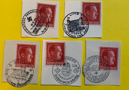17315 - Reich 1938 No 664 5x Avec Oblitérations Spéciales Sur Fragments - Used Stamps