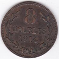 Guernesey 8 Doubles 1914 H , En Bronze  , KM# 14 - Guernsey