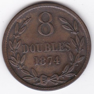 Guernesey 8 Doubles 1874 , En Bronze  , KM# 7 - Guernesey
