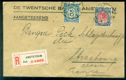 Nederland 1922 Aangetekende Brief Van Amsterdam Naar Straatsburg Met NVPH 65 En 109 - Brieven En Documenten