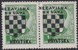 466. Croatia NDH 1941 Definitive Pair ERROR Moved Overprint MH Michel #11 - Imperforates, Proofs & Errors