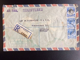 MALAYA 1952 AIR MAIL REGISTERED LETTER 06-05-1952 STAINED - Federated Malay States