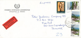 Greece Cover Sent Express To Denmark 9-11-1982 Topic Stamps - Cartas & Documentos