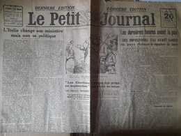 Quotidien Le Petit Journal 26 Juin 1919 Dernieres Heures Avant La Paix L'italie Change Son Ministere - Le Petit Parisien