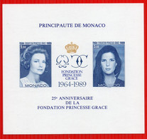 MONACO BLOC FEUILLET   N°48a  NON DENTELE 25eme Anniversaire FONDATION PRINCESSE GRACE KELLY  NEUF** LUXE - Variétés