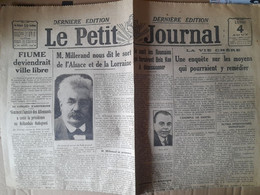 Quotidien Le Petit Journal 4 Aout 1919 Fiume Ville Libre Millerand Et Le Sort De L'alsace Lorraine Bela Kun - Le Petit Parisien