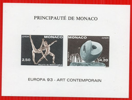 MONACO BLOC FEUILLET SPECIAL N° 20a EUROPA  93 NON  DENTELE ART CONTEMPORAIN  DANSE SCULPTURE 1993 NEUF** LUXE - Variétés