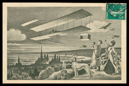 Illustration - Semaine D'Aviation De ROUEN - Biplan - Animée - Editeur J. GIRIEUD - 1910 - Autres