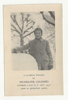 FAIRE PART DE DÉCES 1945 - MICHELINE COLOMES DANS SA 15 ème ANNÉE - Todesanzeige
